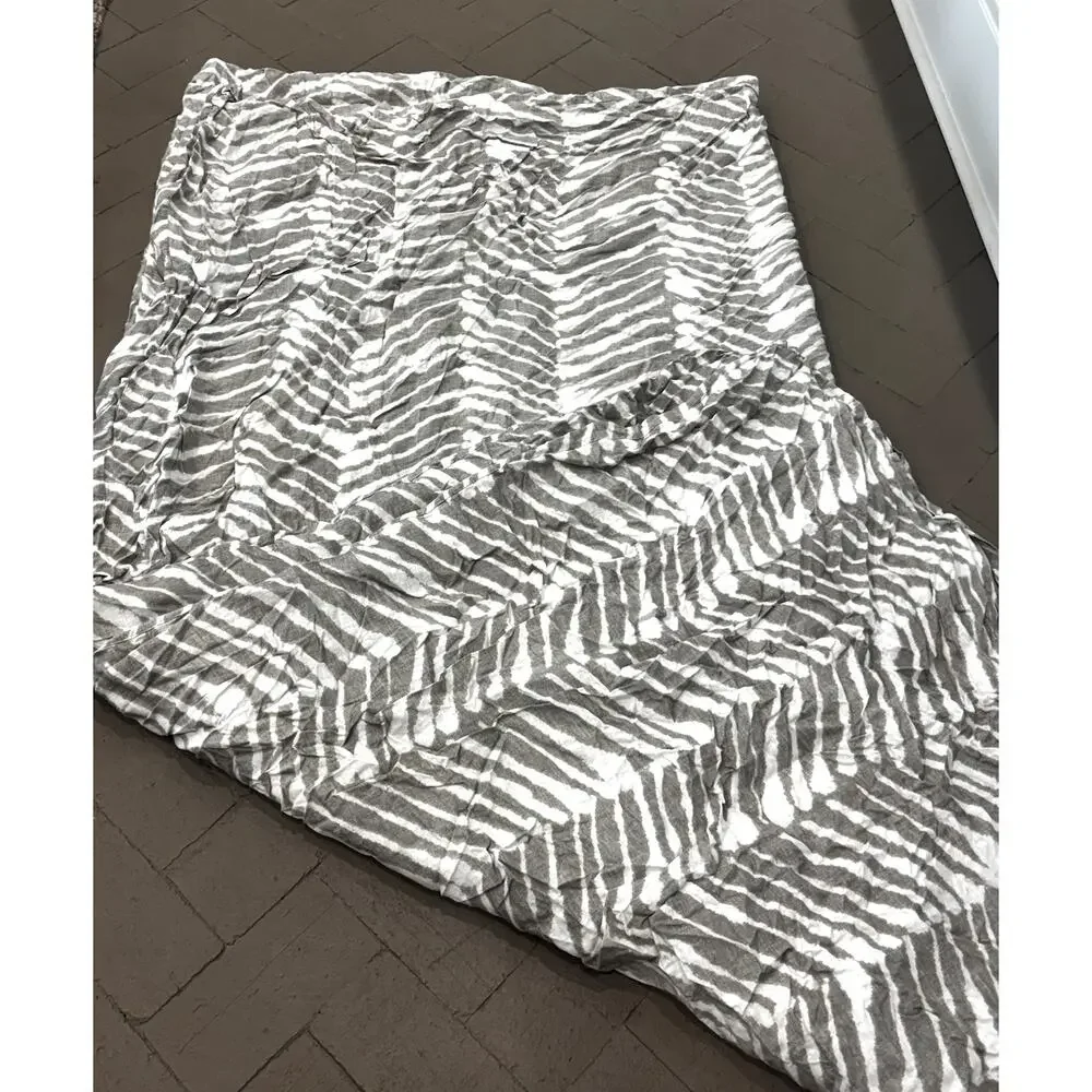 The Company Store Zebra 100% Linen Full Size Duvet Cover Gray White
